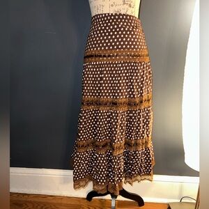 Brown Polka Dot Maxi Skirt